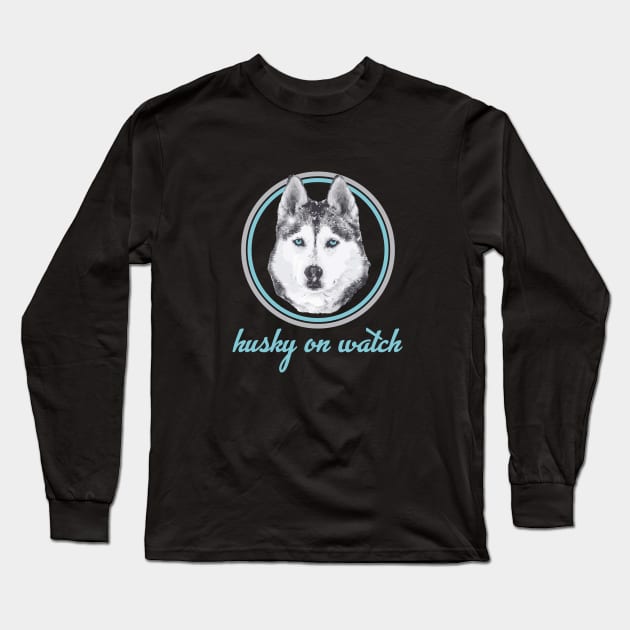 husky on watch Long Sleeve T-Shirt by High Altitude